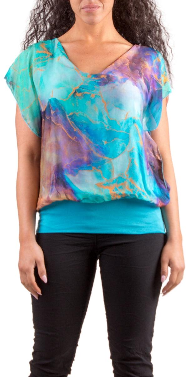 Amante Tempesta Marble Silk Top