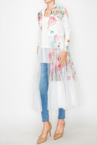 CARDIGAN BLAZER WITH LONG MESH LAYER