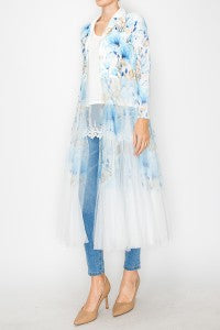 CARDIGAN BLAZER WITH LONG MESH LAYER