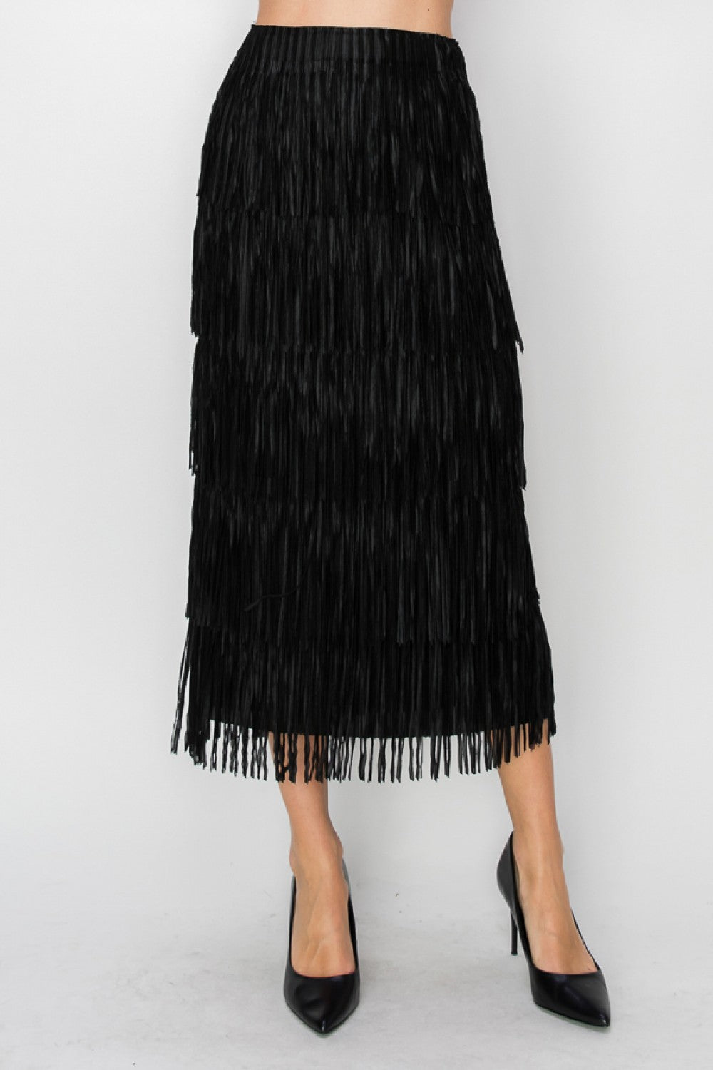 LAYERED FRINGE TIERED SKIRT