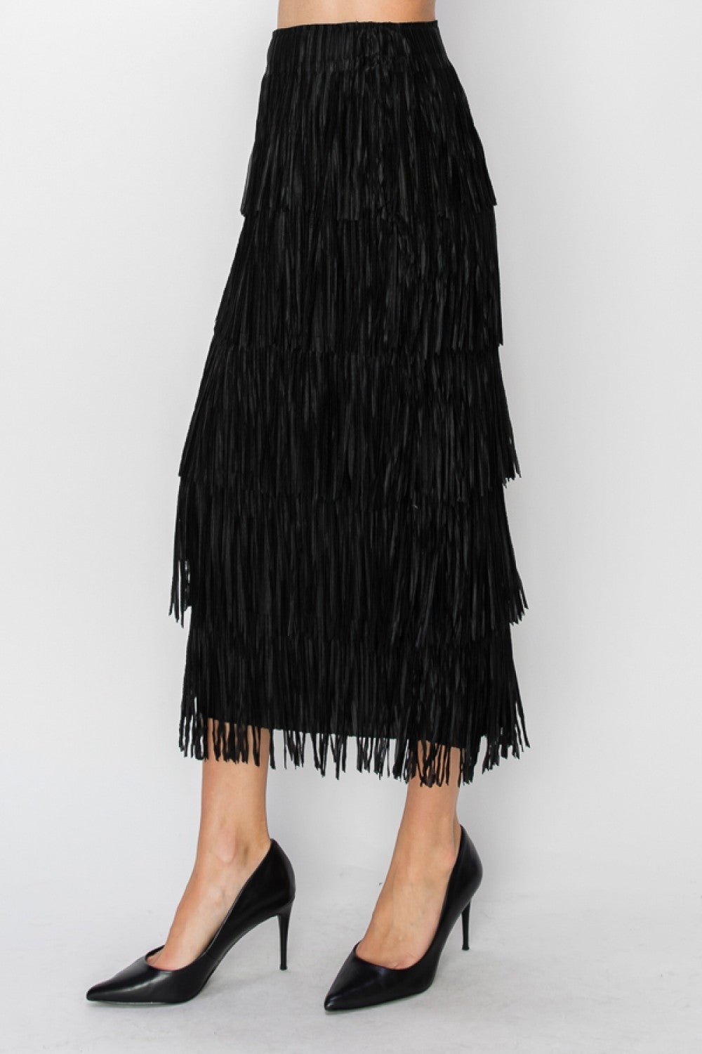LAYERED FRINGE TIERED SKIRT