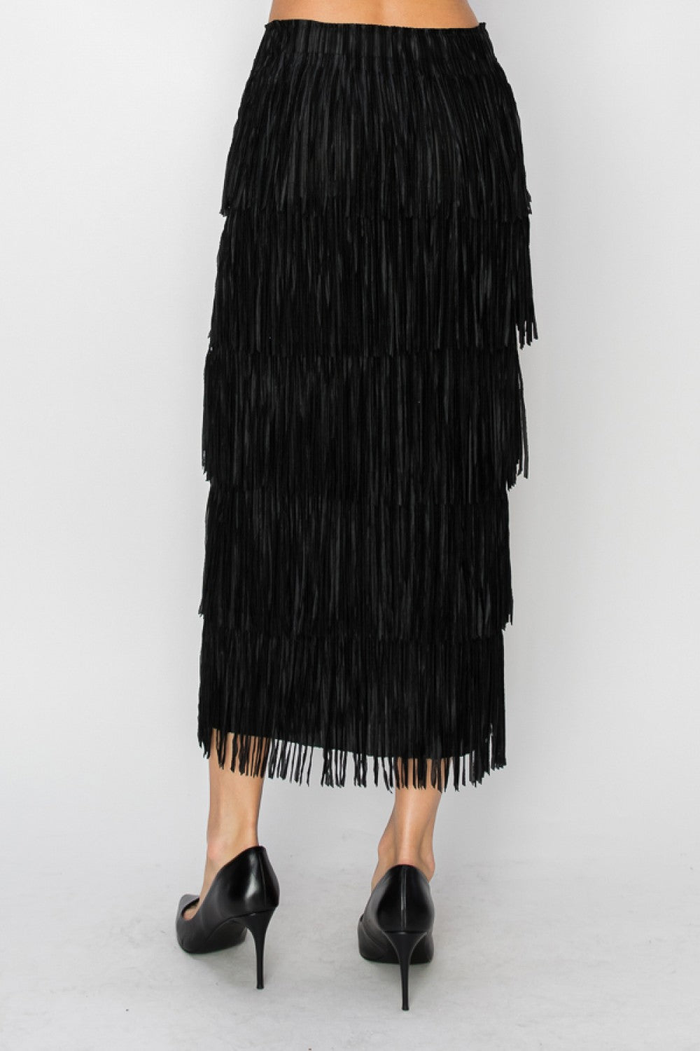 LAYERED FRINGE TIERED SKIRT