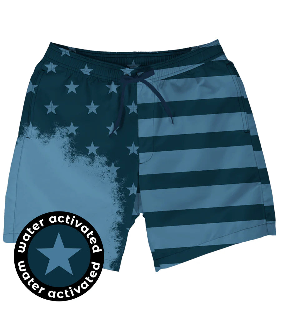 American Flag Color Changing Swim Trunks - Men's Swim Suit