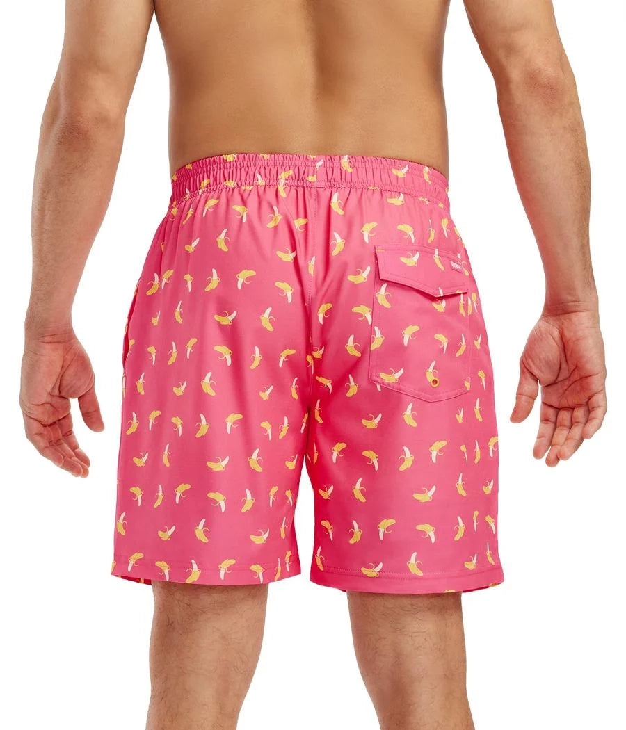 Men's Pink Banana 7.5" Stretch Swim Trunks with Liner