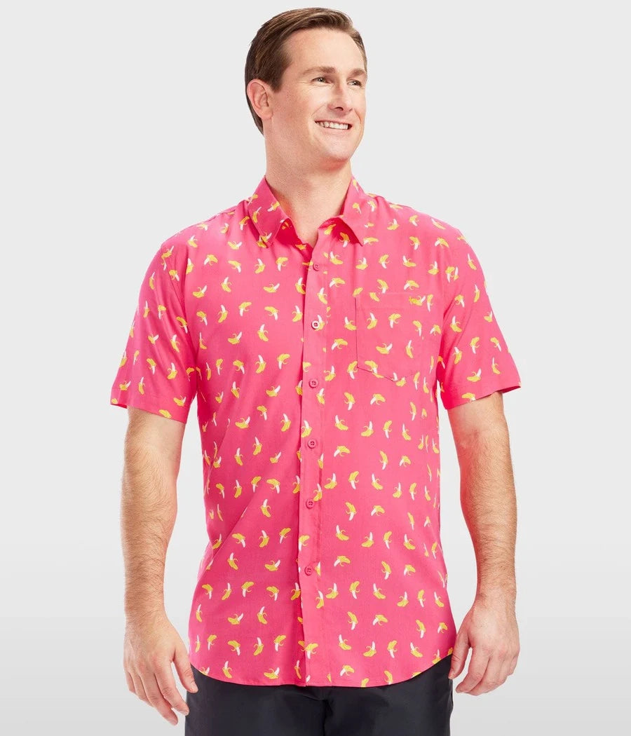 Pink Banana Hawaiian Shirt - Men's Funny Casual Button Down