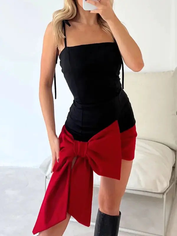 Suspenders Sexy Bow Party Dress