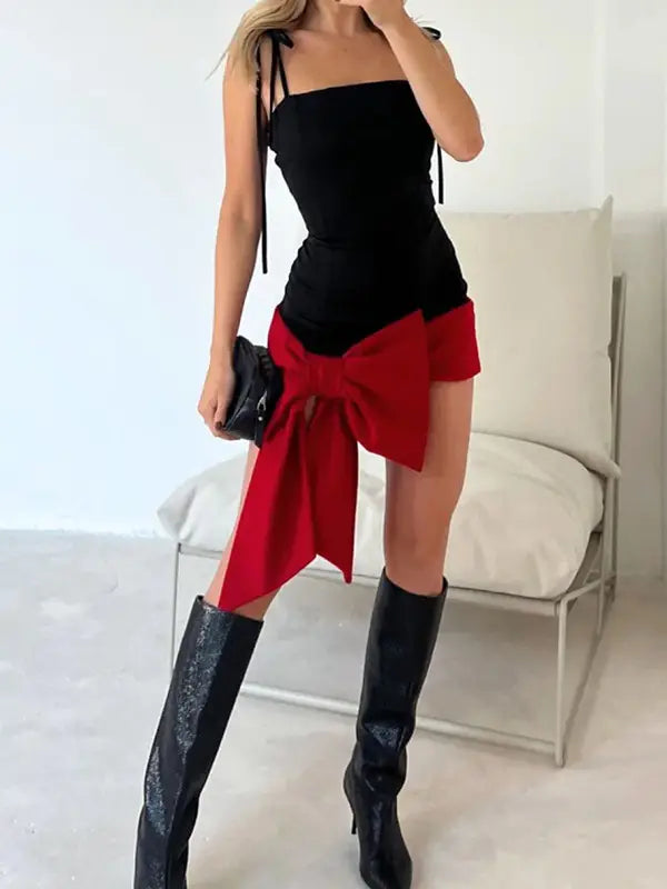 Suspenders Sexy Bow Party Dress
