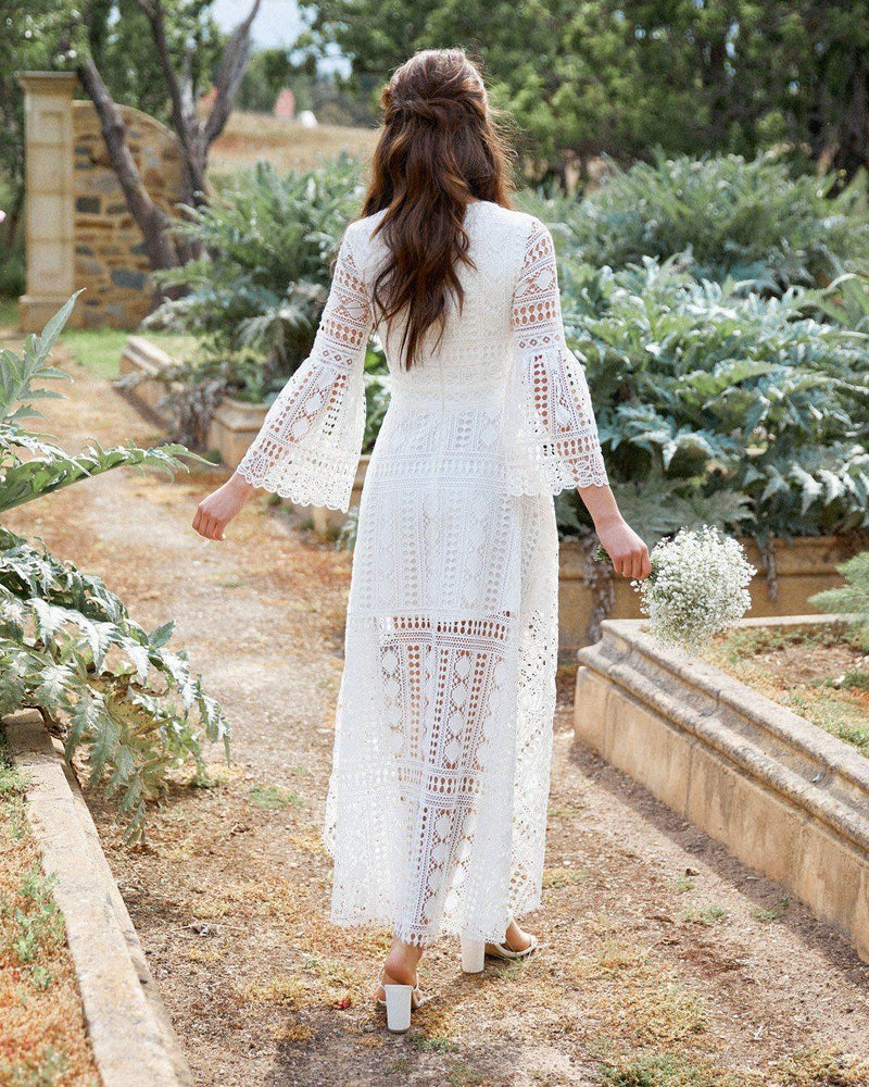 Boho H/L Dress - White & Mauve