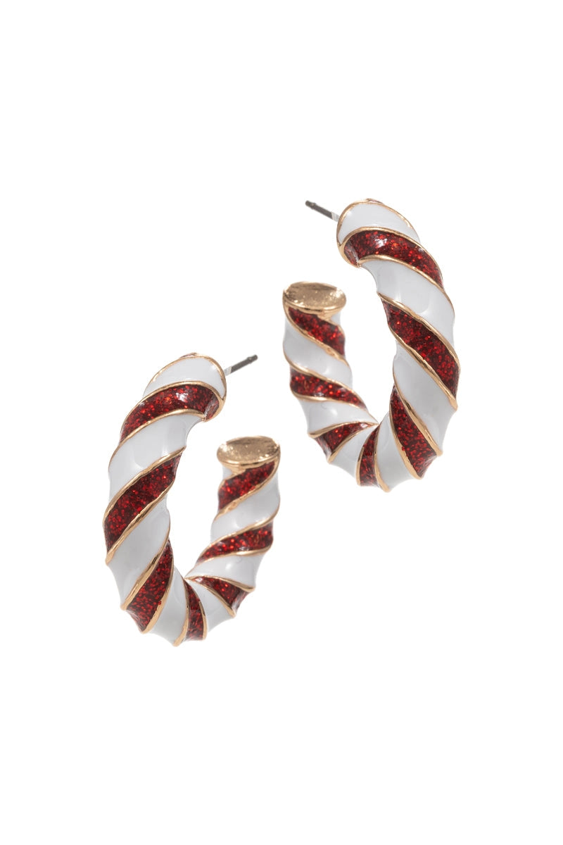 Christmas Twisted Round Color Enamel Hoop Earrings