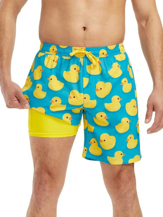 Men's Rubber Ducky 7.5" Stretch Swim Trunks with Liner