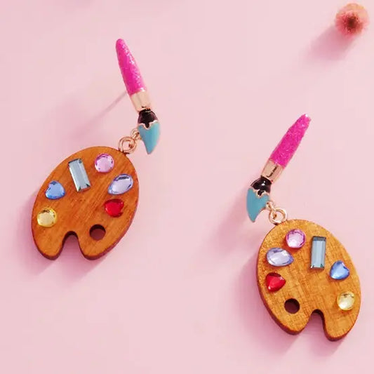 Teachers Day School Brush W Pallet Post Earrings