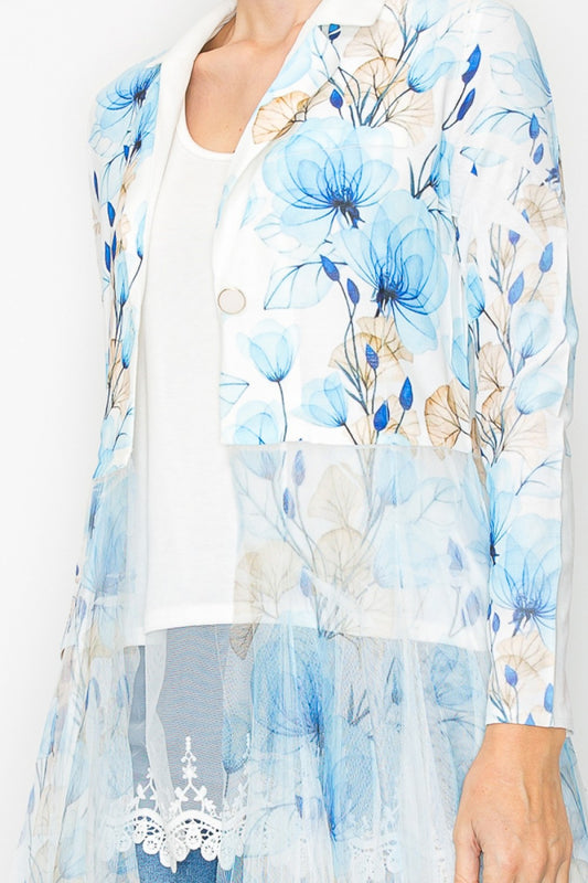 CARDIGAN BLAZER WITH LONG MESH LAYER