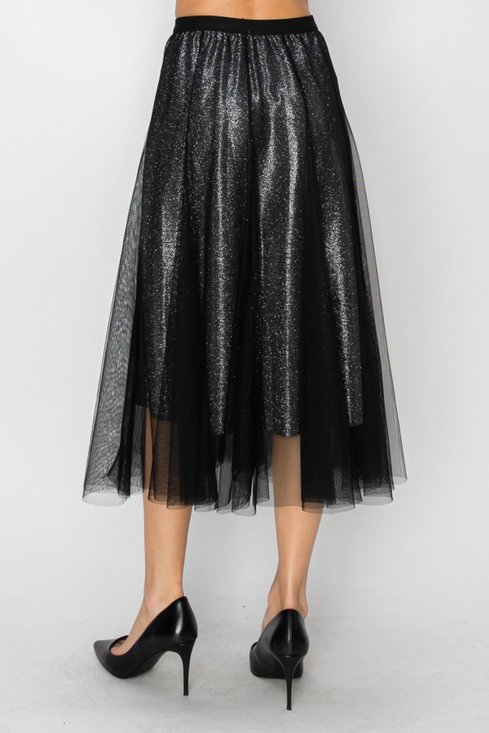 SPARKLY SKIRT WITH MESH LAYER