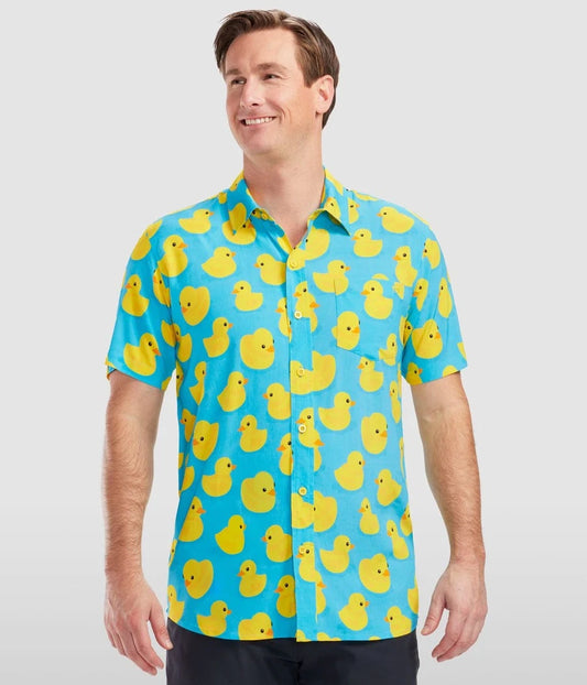 Rubber Ducky Hawaiian Shirt - Men's Fun Vacation Button Down