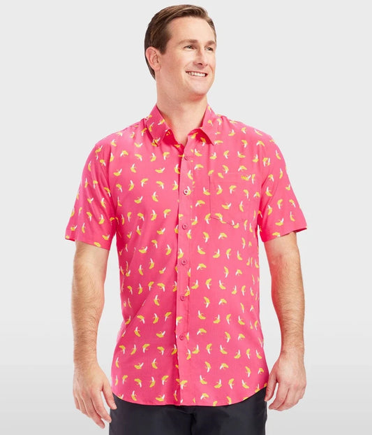 Pink Banana Hawaiian Shirt - Men's Funny Casual Button Down