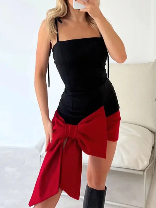 Suspenders Sexy Bow Party Dress