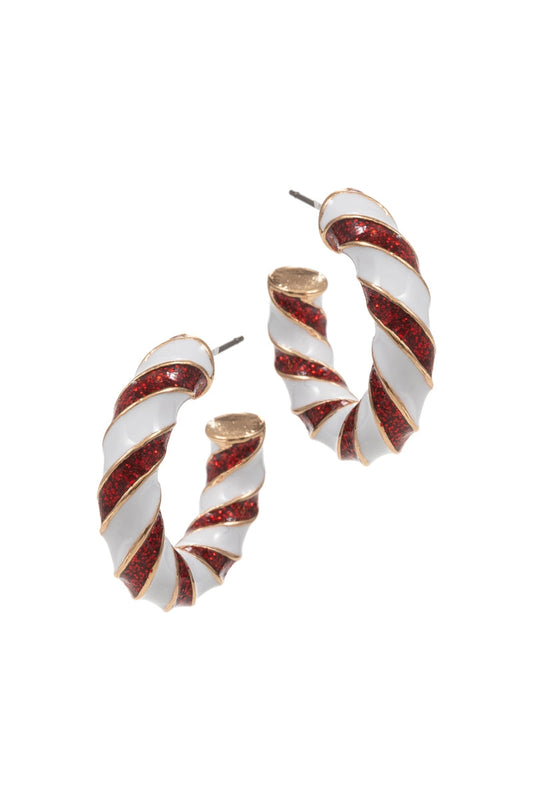 Christmas Twisted Round Color Enamel Hoop Earrings